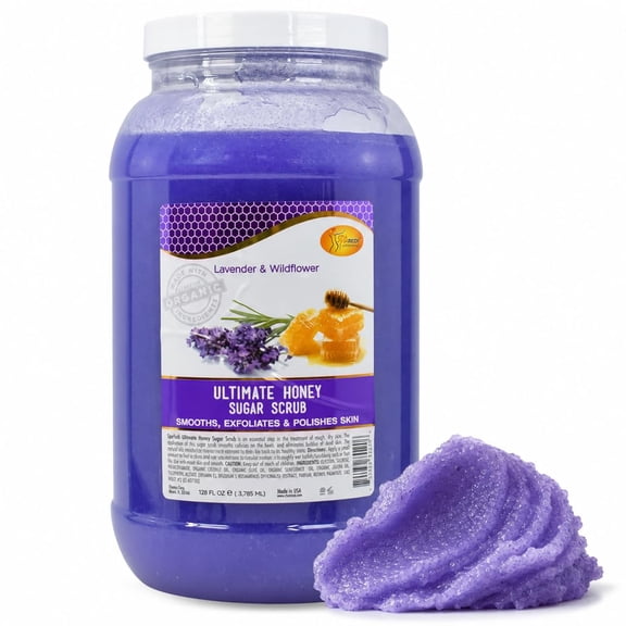 SPA REDI – Sugar Body Scrub, Honey, Lavender and Wildflower, 128 Oz Exfoliating, Moisturizing, Hydrating and Nourishing, Glow, Polish, Smooth and Fresh Skin - Body Exfoliator