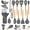 Gray, variant on Silicone Kitchen Utensils Set with Holder, Wooden Handles