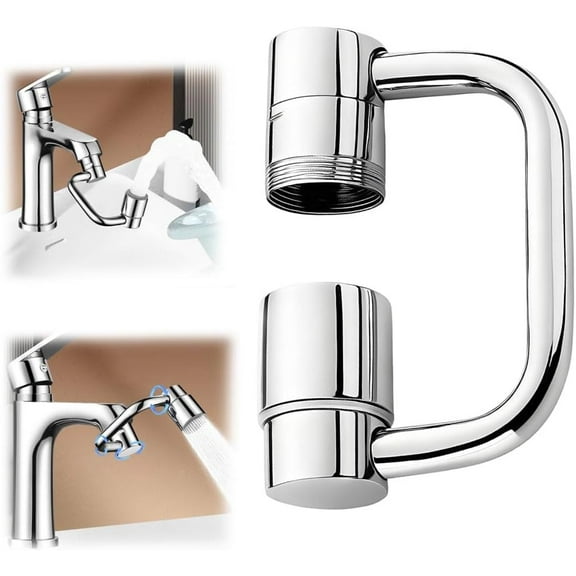 Universal Sink Faucet 1440° Rotatable Faucet Aerator Extension, U Shaped Faucet Extender Adjustable Robotic Arm 2 Spray Modes for Kitchen & Bathroom (2)