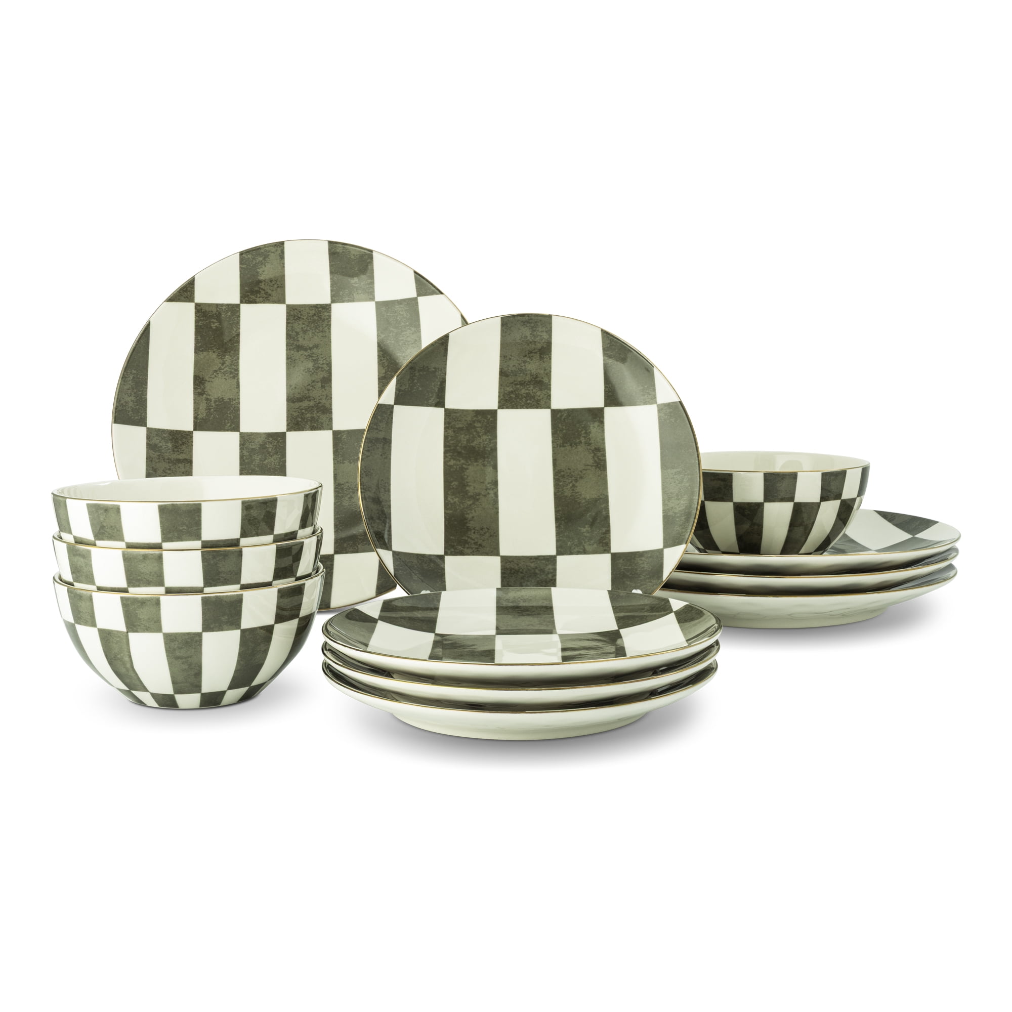 Thyme & Table Celine Dusty Moss 12-Piece Ceramic Dinnerware Set