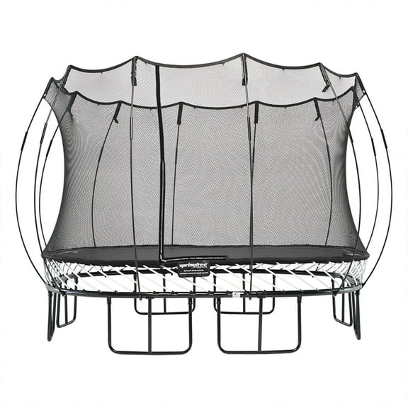 Springfree 11 Ft Large Square Backyard Trampoline with Safety Enclosure and Hidden Frame