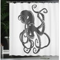 thumbnail image 4 of Ambesonne Black Shower Curtain, Cartoon Octopus in Sea, 69"Wx70"L, Black, 4 of 5