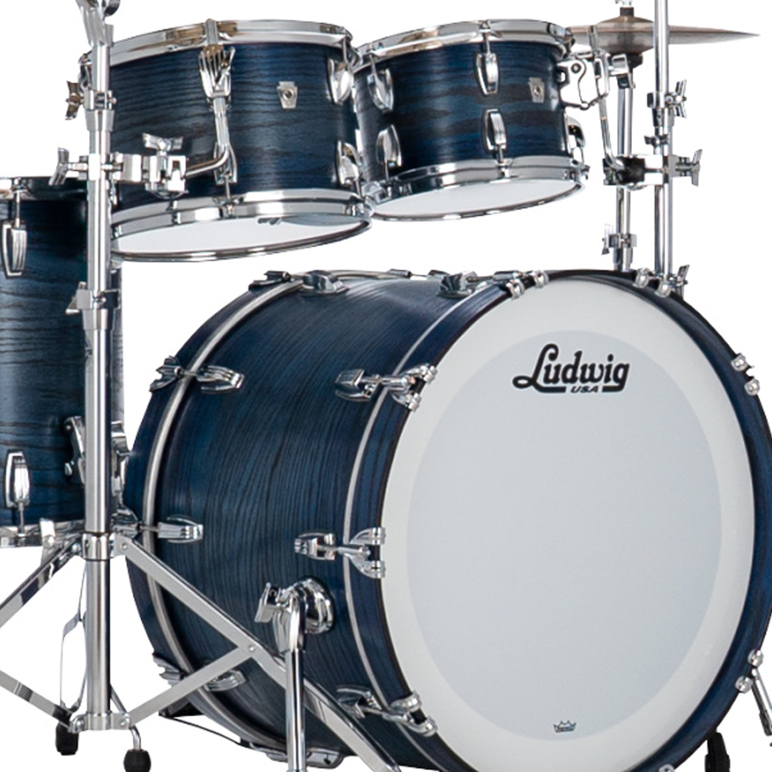 Ludwig Classic Oak 4-Piece Studio Drum Set with 22" Bass Drum, Blue Burst