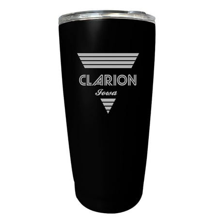

Clarion Iowa Souvenir 16 oz Black Stainless Steel Tumbler Retro Design