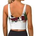 thumbnail image 4 of Goofa Vintage Buffalo Plaid Christmas Camper Printed Sports Bras for Women, High Impact Running Bra Workout Crop Tank Tops Longline Sports Bra Push up-Medium, 4 of 9
