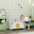 thumbnail image 2 of Qaba Kids Storage Chest with Lid, Safety Hinges and Groove Handles, Green, 2 of 10