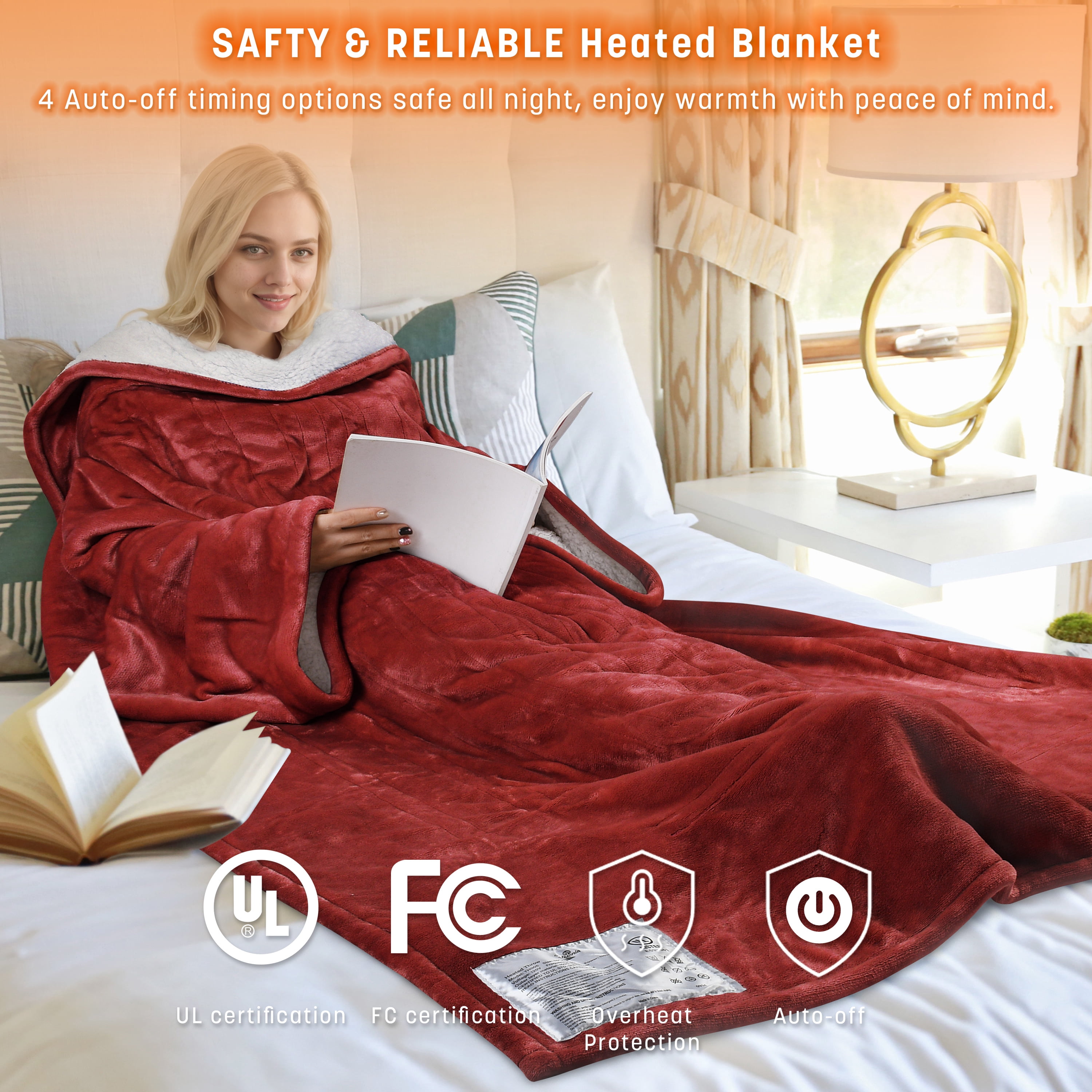 Catalonia Heated Blanket with Sleeves, Electric Snuggle Blanket for Women Men, Wearable Wired Heating Throw Blanket,Cold Gift