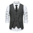 thumbnail image 2 of RYDCOT Men's Casual formal V Neck Suit Vest Regular Fit Wool Herringbone Waistcoat for Wedding , Party Business or Casual Dress Dark Gray, 2 of 9
