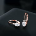 thumbnail image 4 of Gem Stone King 18K Rose Gold Plated Silver White Moissanite and White Diamond Leverback Earrings for Women (1.07 Cttw, Gemstone Birthstone, Oval 6X4MM, Round 2MM, 3/4 inch), 4 of 5