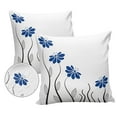 thumbnail image 2 of Outdoor Throw Pillow Cover Geometric Navy Blue Flower on White Waterproof Cushion Covers 2 Pack Garden Floral Art Pillow Cases Home Decoration for Patio Garden Couch Sofa, 2 of 7