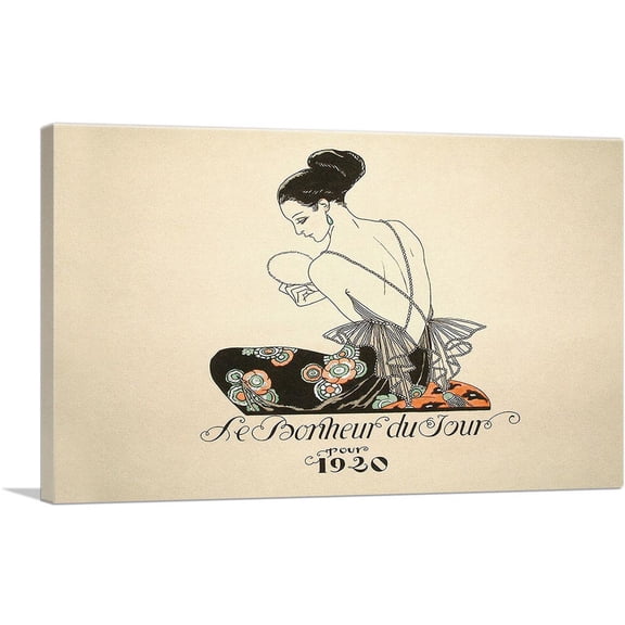 ARTCANVAS The Happiness Of The Day 1920 Canvas Art Print by Georges Barbier - Size: 12" x 8" (0.75" Deep)