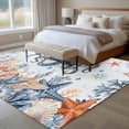 thumbnail image 5 of Oceans Marine Life Washable Living Room Rugs 5'x7', Orange Blue Octopus Starfish Corals Gradient Low Pile Throw Large Area Rugs Non-Slip Sturdy Edge Binding Carpet for Dining Room Bedside Kitchen, 5 of 9