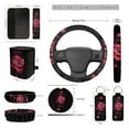 thumbnail image 4 of XYZCANDO Rose Print Center Mirror Cover Coasters Car Seat Cover Steering Wheel Cover Seat Belt Cover Keychain Lipstick Cover Car Trash Can Easy Installation Lightweight Universal for Cars, 4 of 5