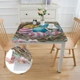thumbnail image 2 of nygtbtfer  Happy Easter Eggs Nest Carrot Square Fitted Tablecloth, Waterproof Polyester Stain Resistant Table Clothes, Elastic Edge Wipeable Washable Tablecloths Fits Square Table 40*40, 2 of 8