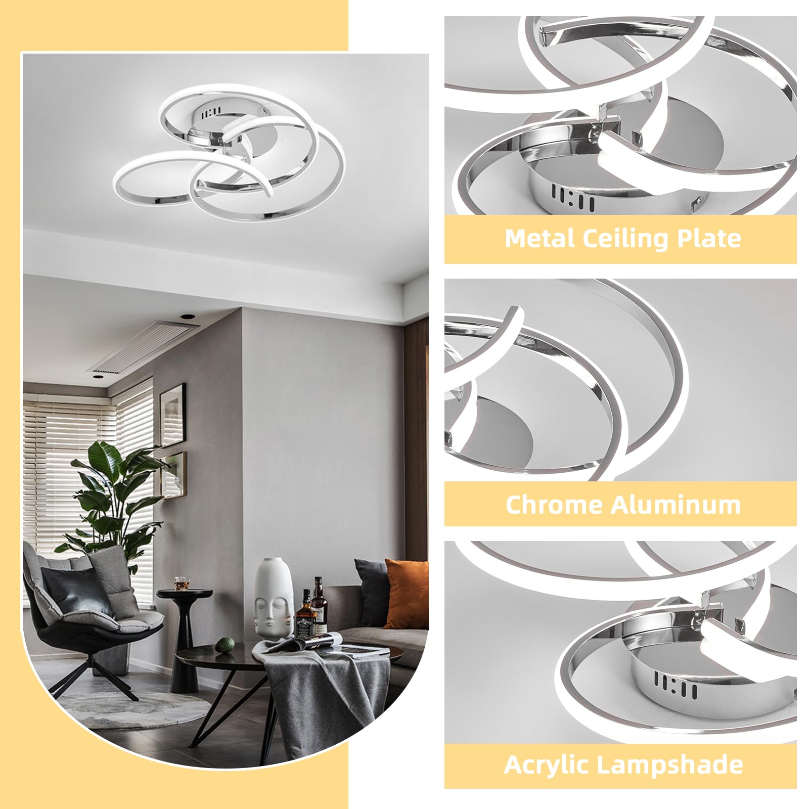 ADISUN Modern LED Ceiling Light 42W Dimmable Lighting Fixture with Remote Control Flush Mount Ceiling Lamp for Bedroom Living Dining Room Kitchen