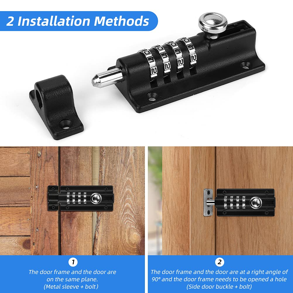 Buy Allnice Combination Locking Bolt, 4 Digit Pin Code Combination Slide Bolt Lock to Keep Safe