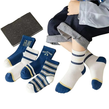 

KYAIGUO 1-12Y Girls Boys Fall Mid-Calf Cotton Socks Toddler Soft Socks 5pairs Kids Baby Winter Skin-Friendly Thicken Stockings