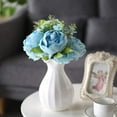 thumbnail image 4 of Ramo de flores de seda de peonía artificial vintage, decoración de boda para el hogar (azul) brillar Juguete, 4 of 4