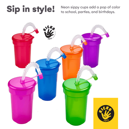 Everything You Need | Kicko Neon Sipper Cups - 55 Inch Colorful Neon Cups | 1