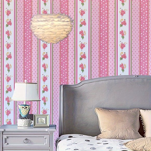 1 Roll Self-Adhesive Wallpaper, Lightpink Love Pattern Contact Paper, Peel And Stick, Waterproof Removable Living Room Kitchen Bedroom Hotel Wallpaper, Furniture Refurbishment Wallpaper, Aesthetic Wal