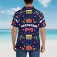 thumbnail image 6 of Xecao Happy Mardi Gras print Hawaiian shirt - a stylish short-sleeve button-down for men, perfect for casual beach and tropical outings., 6 of 9