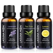 Pure Tea Tree, Lavender, Lemon Essential Oils - Top 3pc Oil Gift Set - for Diffusers, Humidifiers, Massages, Yoga Room, Home, Office - Safe for Skin, Hair, & Nails (90mL Total)