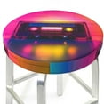 thumbnail image 3 of Gukieu Neon Cassette Tape Print Round Chair Cover, Dust-proof and Non-slip Bar Chair Protective Cover, Suitable for Bars, Restaurants, Offices-12 inch, 3 of 7