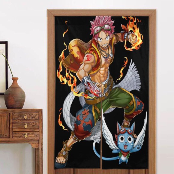 Natsu Dragneel Door Curtain for Doorway, Pattern Print Blackout Privacy Window Curtain, Room Divider Curtain Tapestry Home Decor, 34" W X 56" L