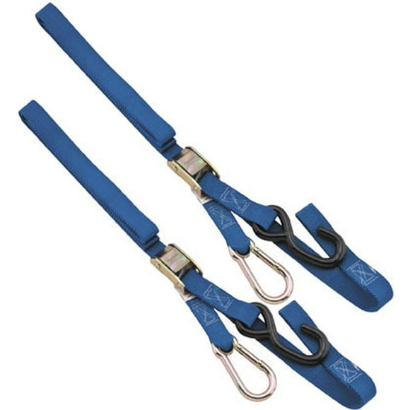 BikeMaster Blue 1 in. Carabiner Integrated Soft Hook Tie Downs