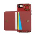 thumbnail image 3 of Allytechgroup Stylish iPhone SE 2022//2020/ iPhone 8 7 Wallet Case, Multi-functional and Durable, Ring Holder Hand Wrist Stand Shockproof Case for Women Men, Red, 3 of 7