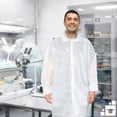 thumbnail image 7 of White Disposable Lab Coat 3X-Large, Pack of 30 Disposable Lab Coats for Adults, Breathable PP 35 GSM Painting Lab Coat Disposable with Elastic Wrists, Loop Fasteners, Unisex PPE Coat No Pocket, 7 of 7