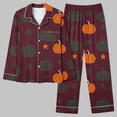 thumbnail image 2 of VBTAPA Halloween Womens Pajama Set Black Cat Pumpkin Sleepwear Long Sleeve Button Down Shirt with Matching Pants Comfy PJ Loungewear Wine XL, 2 of 6