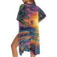 thumbnail image 5 of HELLHERO Colorful Coconut Tree and Floral Pattern Bathing Suit Cover Up Polyester Loose Free Size Long Kimono Cover Ups for Swimwear Women for Mom, 5 of 6