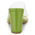 thumbnail image 2 of BLISSFUL STEP Women's Clear Point Toe High Block Heel Mules Slides Sandals Light Green 7, 2 of 7