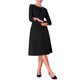 thumbnail image 2 of Vestido midi negro de mujer con cuello plisado de manga larga de invierno A-Line, 2 of 5