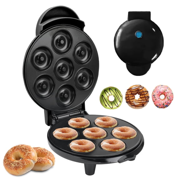 Sendowtek Mini Máquina Eléctrica Para Hacer Donas, Doble Cara Antiadherente con Pies Antideslizantes, Apta para Niños y Reuniones Familiares - Negro