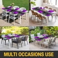 thumbnail image 5 of Purple Rose Table Cloths for 4 Foot Rectangle Tables, Raindrops Floral Butterfly Abstract Grey Art Patio Waterproof Elastic Fitted Tablecloths, Washable Rectangular Table Cover for Camping, 5 of 8