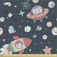 thumbnail image 2 of Ambesonne Space Fabric by the Yard Upholstery, Kawaii Cat in a Rocket Stars, 10 Yards, Multicolor, 2 of 5