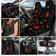 thumbnail image 2 of Jeiento Ladybug Car Seat Covers Full Set of 15 Keychains, Flower Rear View Mirror Cover, Cup Coasters, Car Trash Can, Air Vent Storage Holder, Seat Belt Shoulder Pads, Steering Wheel Cover, Black, 2 of 7