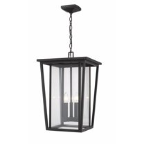 Z-Lite Seoul 3 Light Clear Glass Aluminum Outdoor Pendant in Bronze