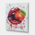 thumbnail image 3 of Red Girl Lips Eating A Strawberry 30 in x 40 in Painting Canvas Art Print, by Designart, 3 of 4