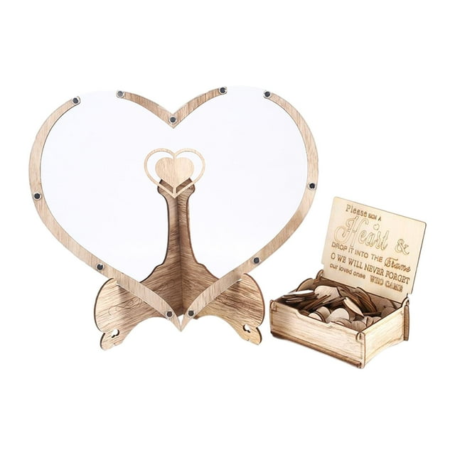 Libro de invitados de boda con corazón, con letrero de madera, corazones, visitantes, libro de firmas rústico para recuerdo de fiesta, decoración de Sunnimix Libro de invitados de boda