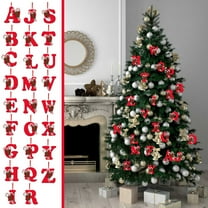 HomeDM 26 Letter Ornaments for Christmas Tree Decoration 2D Flat Acrylic Hanging Pendant Red Xmas Letters Ornaments for Christmas Tree Hanging Decor Gifts for Women Men 8cm/3.15" (B)