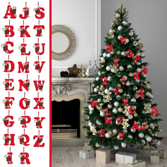 26 Initial Letter Christmas Ornaments,Red Personalized Christmas Initial Ornaments,26 Letters Christmas Tree Decoration,Personalized DIY Christmas Ornaments Decoration Xmas Tree Hanging Decor