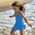 thumbnail image 5 of gcong Girl Swimsuit One Piece Girls Solid Color Bathing Suit Adjustable Strap Ruffle Swimwear with Cover Up, 5 of 8