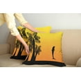 thumbnail image 2 of Ambesonne Summer Throw Pillow Cover 2 Pack, Ombre Sunset Palms Dolphin, 20", Yellow Orange, 2 of 5