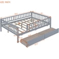 thumbnail image 3 of Full Size Daybed with 2 Drawers, Multifunctional Wood Sofa Bed Frame for Living Room and Bedroom, Gray, 3 of 10