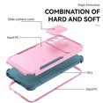 thumbnail image 3 of SaniMore for Samsung Galaxy S21 FE (6.4" 2021) Case, [Sliding Camera Window] Wireless Charging Shockproof Drop Resistant Hybird PC TPU Anti-slip Heavy Duty Protective Shell, Pink+Green, 3 of 7