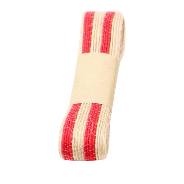 2 M / lote Cinta de arpillera de arpillera de yute de doble color Correa rústica Arpillera de 2,5 cm de ancho rojo Zulema Artesanía de arpillera de yute natural