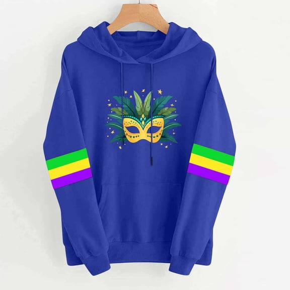ICHUANYI Mardi Gras Outfit for Women Mardi Gras Embroidery Sweatshirt Party Carnival Long Sleeve Tees Tops